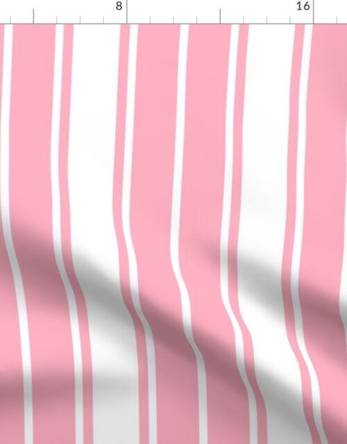 Palm Beach Pink and White Vertical French Stripe Fabric