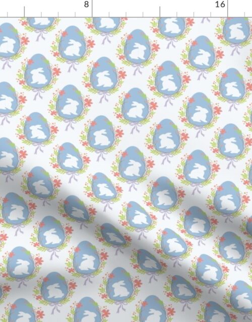 Pastel Baby Blue Easter Bunny Eggs with Spring Flowers Fabric