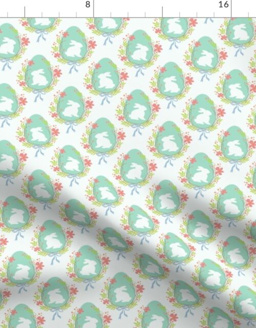 Pastel Mint Easter Bunny Eggs with Spring Flowers Fabric