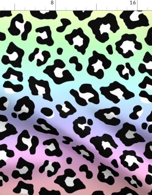 Pastel Ombre Rainbow Leopard Spots Fabric