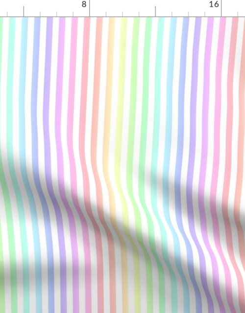 Pastel Rainbow Ombre Stripes Fabric