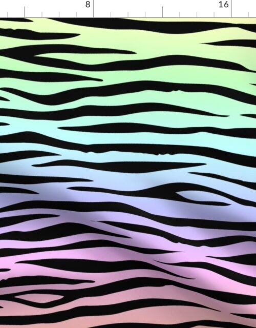 Pastel Rainbow Zebra Stripes Animal Print Fabric