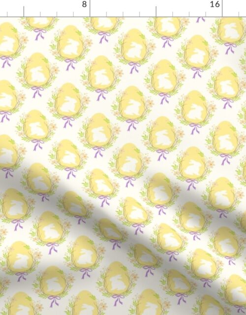 Pastel Yellow Easter Bunny Eggs with Spring Flowers Fabric