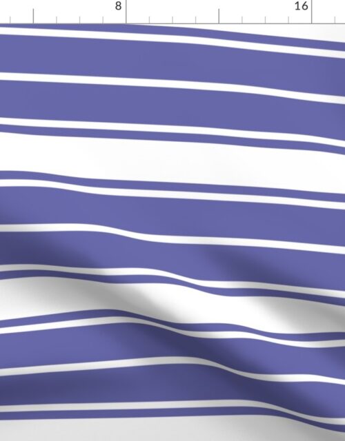 Periwinkle Blue and White Jumbo Horizontal Banded Stripes Fabric