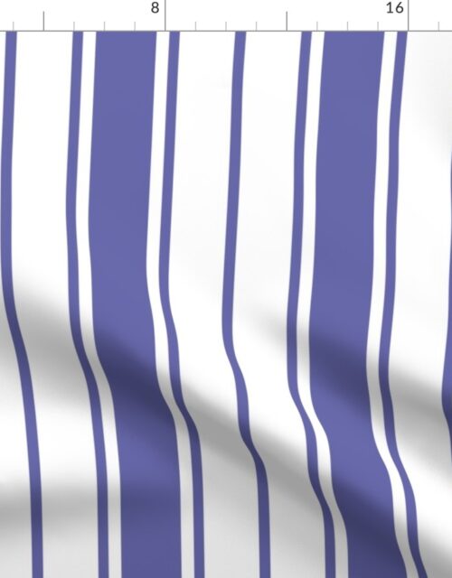 Periwinkle Blue and White Jumbo Vertical Banded Stripes Fabric