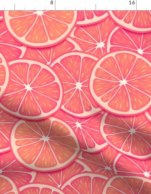 Pink Grapferuit Citrus 6  inch Fruit Slices in a Zesty Repeat Pattern Fabric