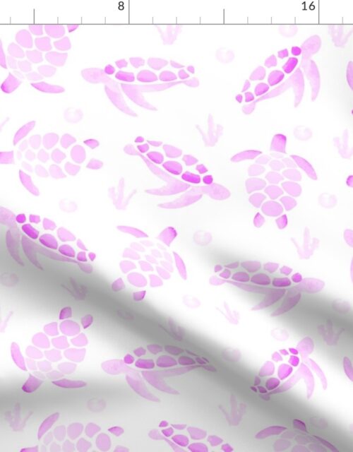 Pink Ombre Watercolor Sea Turtle Print Fabric