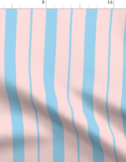 Pink and Blue Café Stripe Vertical Pattern Fabric