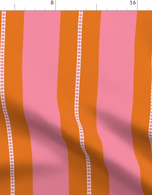 Pink and Burnt Orange Cabana Beach Bubble Stripes Fabric