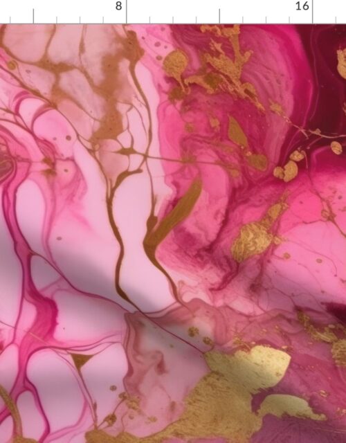 Pink and Gold Alcohol Ink Pattern (2) Fabric