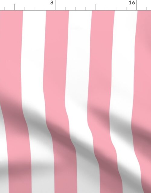 Pink and White 2 Inch Vertical Cabana Stripes Fabric