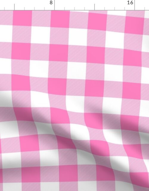 Pink and White Buffalo Check Gingham Plaid Fabric