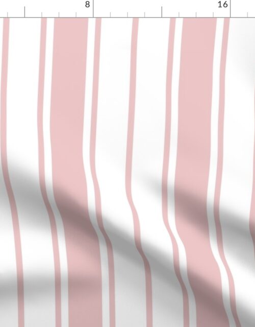Pink and White Vertical French Stripe Fabric