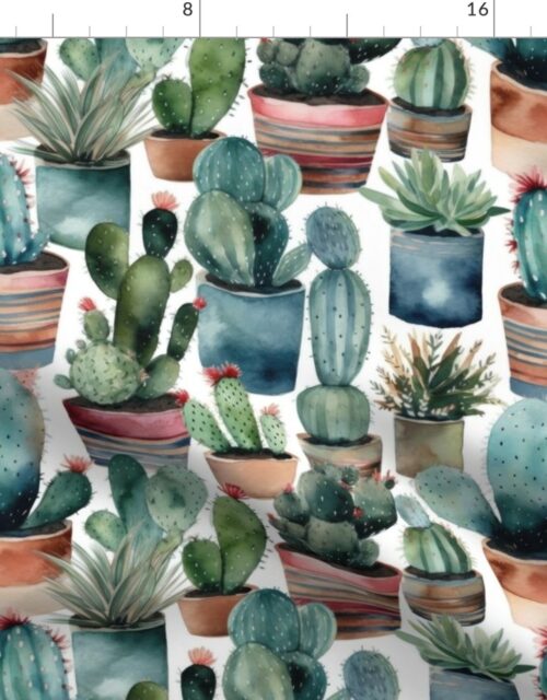 Potted Cactus Cacti Watercolor Fabric