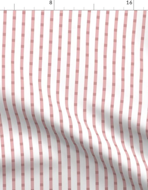 Puckered Seersucker-look White Pin Stripes in Shades of Pink Clay Fabric