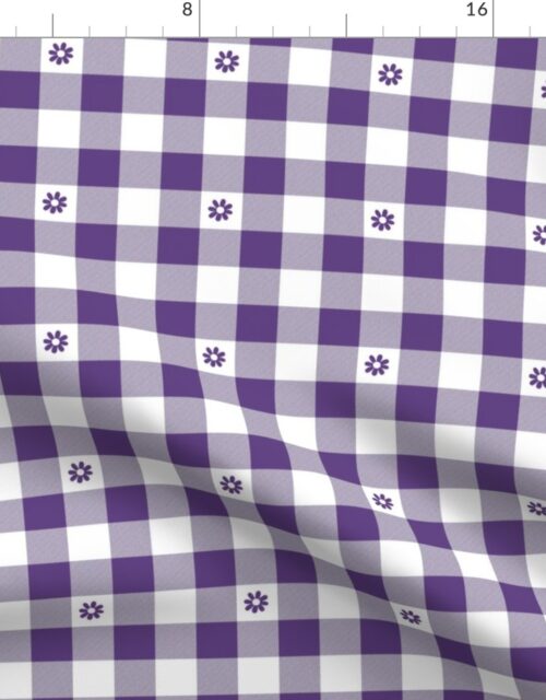 Purple Grape and White Gingham Check with Center Floral Medallions in Purple Fabric