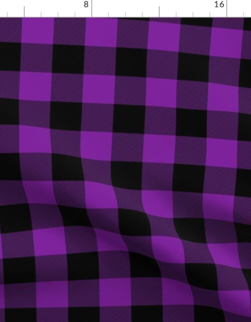 Purple and Black Buffalo Check Gingham Plaid Fabric