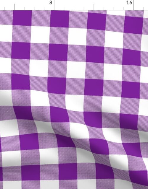Purple and White Buffalo Check Gingham Plaid Fabric