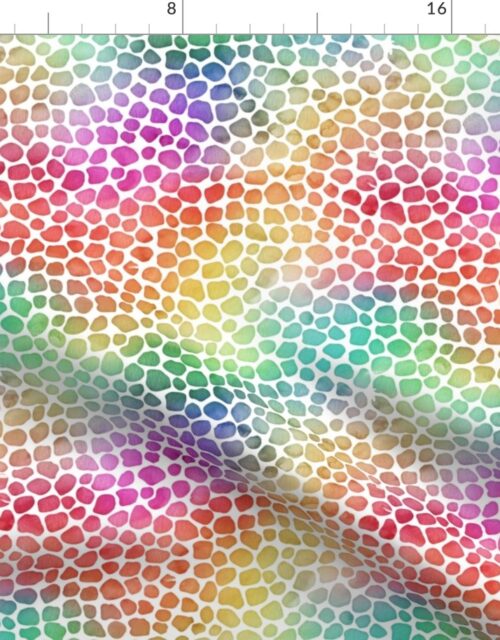 Rainbow Bright Pastel Mosaic Watercolor Spots Fabric