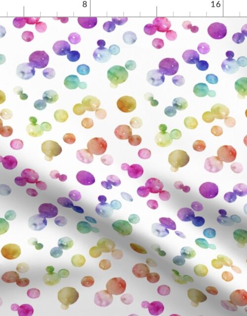 Rainbow Bright Pastel Watercolor Drops and Bubbles Fabric