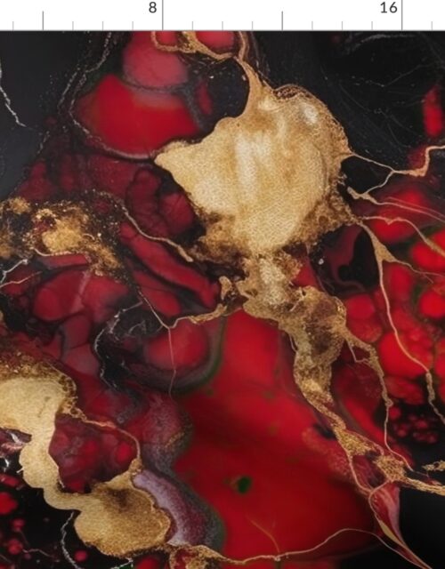 Red Black and Gold Alcohol Ink 1 Fabric