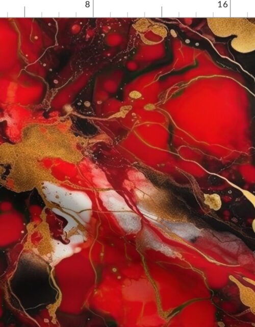 Red Black and Gold Alcohol Ink 2 Fabric