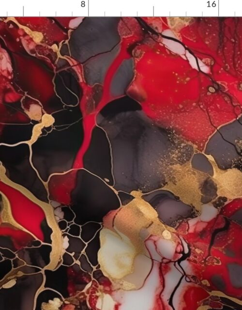 Red Black and Gold Alcohol Ink 3 Fabric