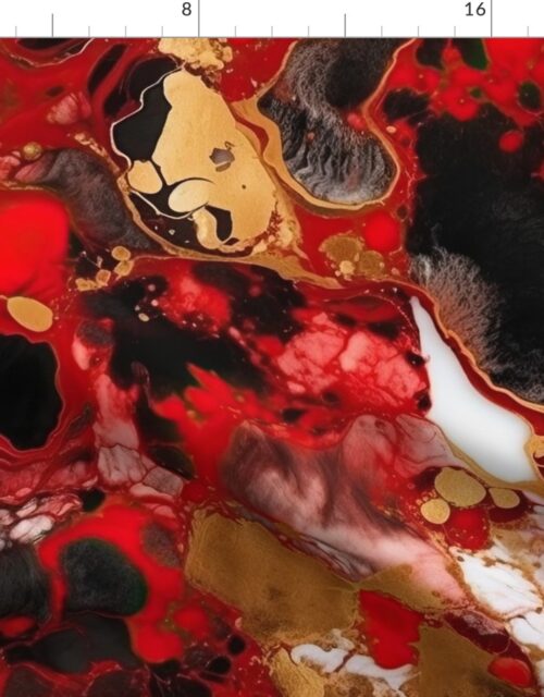 Red Black and Gold Alcohol Ink 4 Fabric