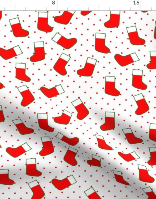Red Christmas Stockings with Red Dots Fabric