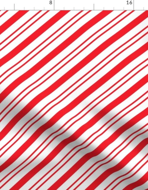 Red Diagonal Christmas Candy Stripes Fabric