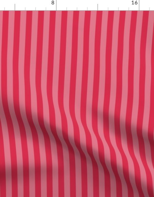 Red Hot and Dark Pink 1 /2 Inch Vertical Cabana Stripes Fabric