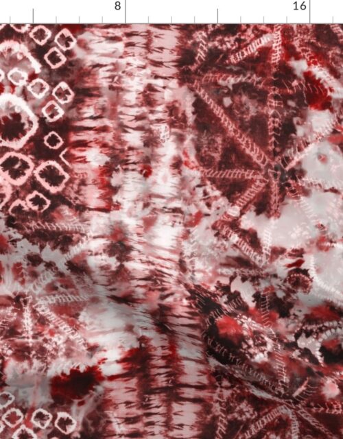 Red Rose Summer Tie Dye Batik Wax Tie Die Print Fabric
