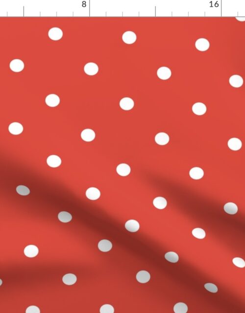Red Vermillion Polka Dot  Vintage Christmas Gingham Spots Fabric