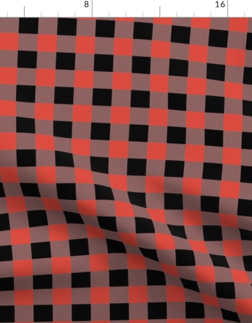 Red Vermillion and Buff  Vintage Christmas Gingham Check Fabric