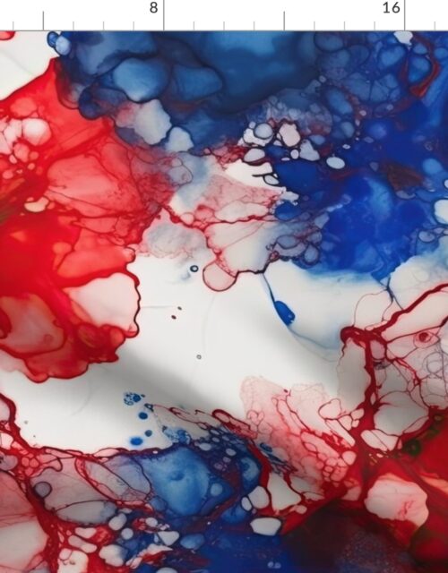 Red White and Blue Alcohol Ink American Patriotic  Flag Colors Alcohol Ink Fabric