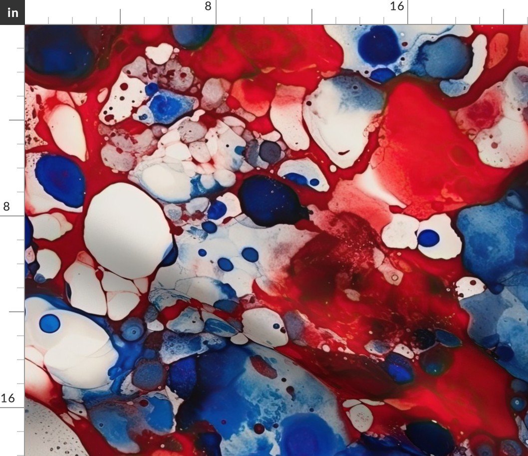 Red White and Blue Alcohol Ink France Patriotic  Flag Colors Alcohol Ink Fabric