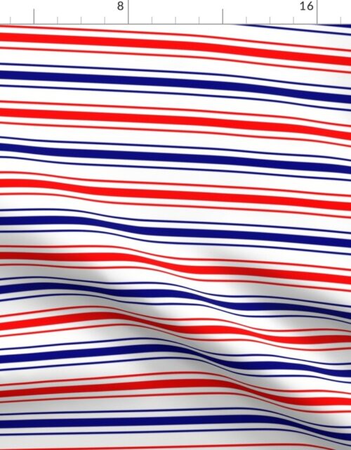 Red White and Blue USA Horizontal Ticking Stripes Fabric
