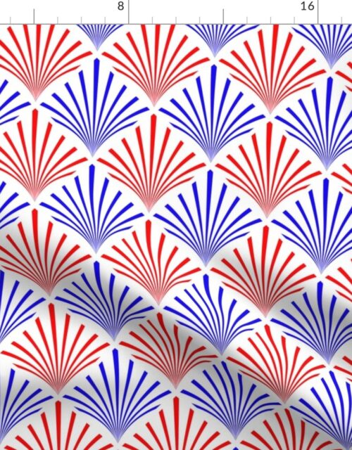Red White and Blue USA Jumbo Art Deco Palm Fans Fabric