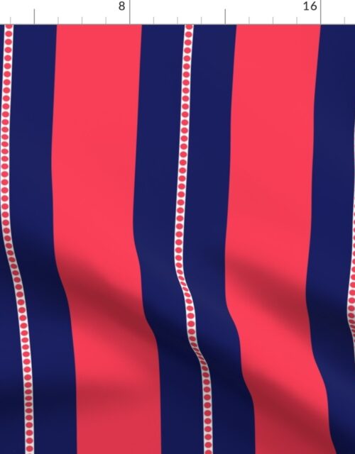 Red and Navy Blue Cabana Beach Bubble Stripes Fabric