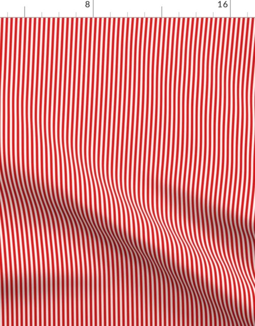 Red and White 1/8-inch Thin Pencil Vertical Stripes Fabric