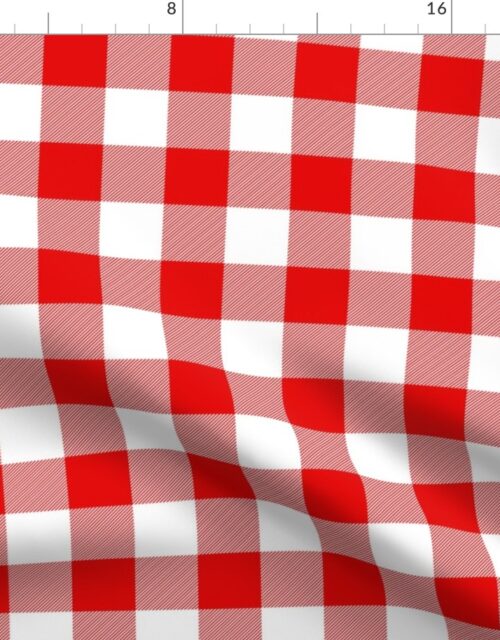 Red and White Buffalo Check Gingham Plaid Fabric