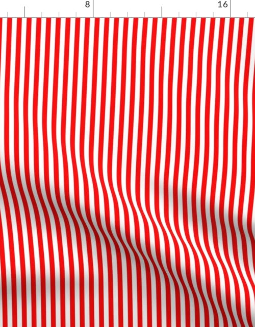 Red and White ¼ inch Sailor Vertical Stripes Fabric