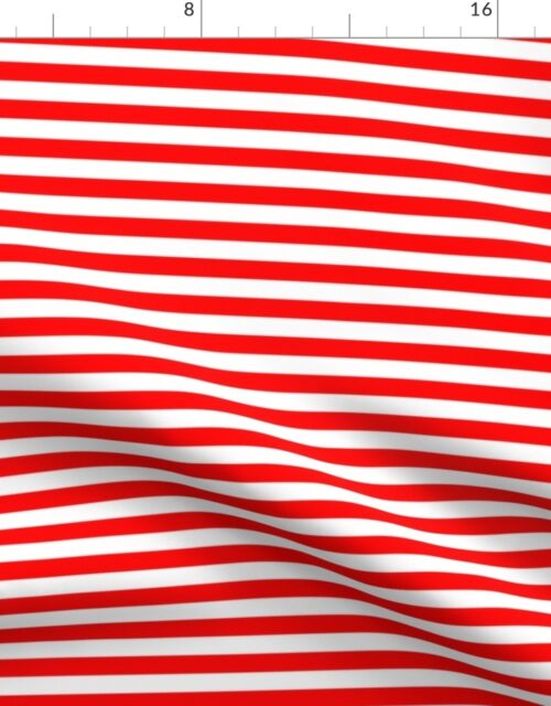 Red and White ½ inch Picnic Horizontal Stripes Fabric