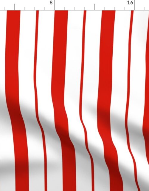 Red and White Café Stripe Vertical Pattern Fabric