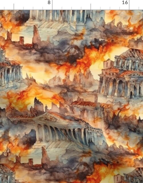 Roman Antiquity City of Pompeii in Volcanic Fire Eruption Fabric