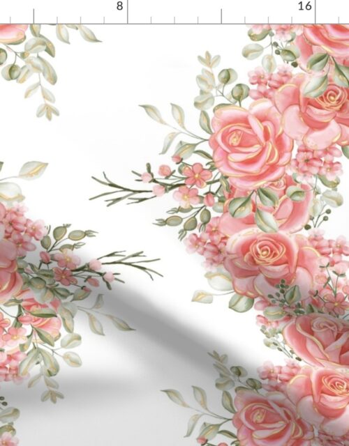 Rose Pink Floral Vertical Intertwining Garlands Fabric