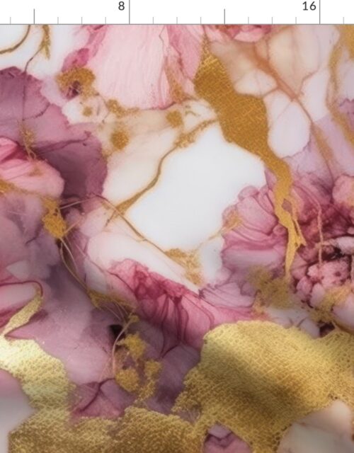 Rose Quartz and Gold Alcohol Ink 1 Fabric