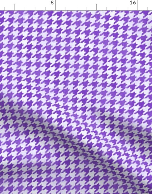 Royal Purple and White Handpainted Houndstooth Check Watercolor Pattern Fabric