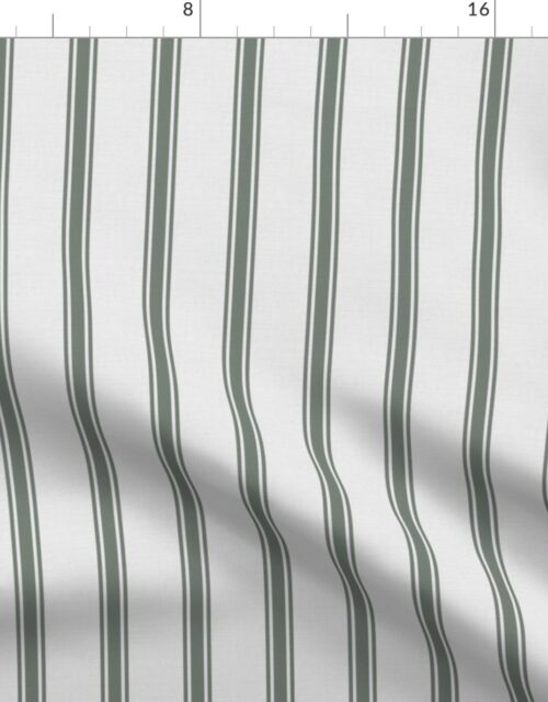 Sage Green on Off-White French Provincial Mattress Ticking Stripe Fabric