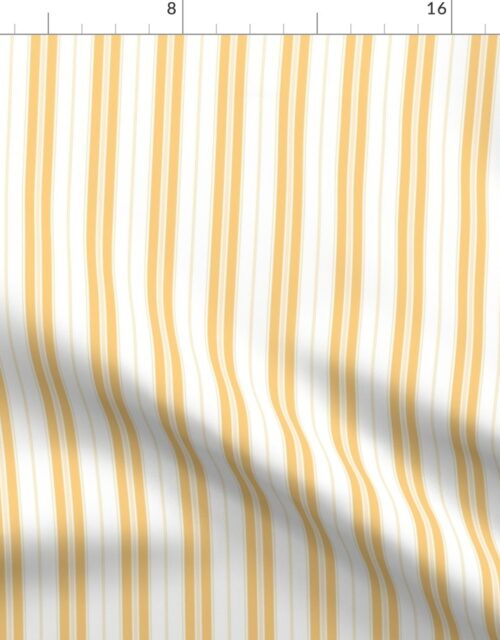Samoan Sun Yellow and White Micro Vintage English Country Cottage Ticking Stripe Fabric